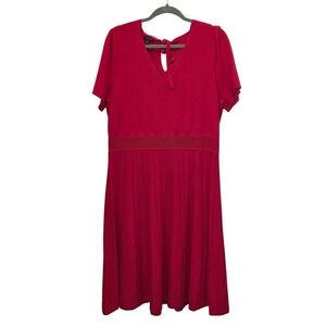 Talbots Women Holiday Party Short Sleeve V Neck Knit Midi Dress  Size XL